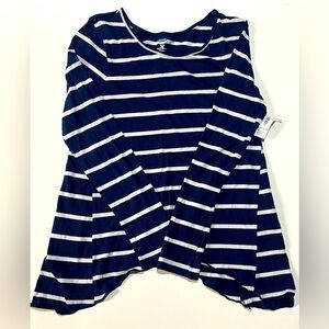 NWT Old Navy Girls LS Navy/White Striped Tee, Size XL (14)